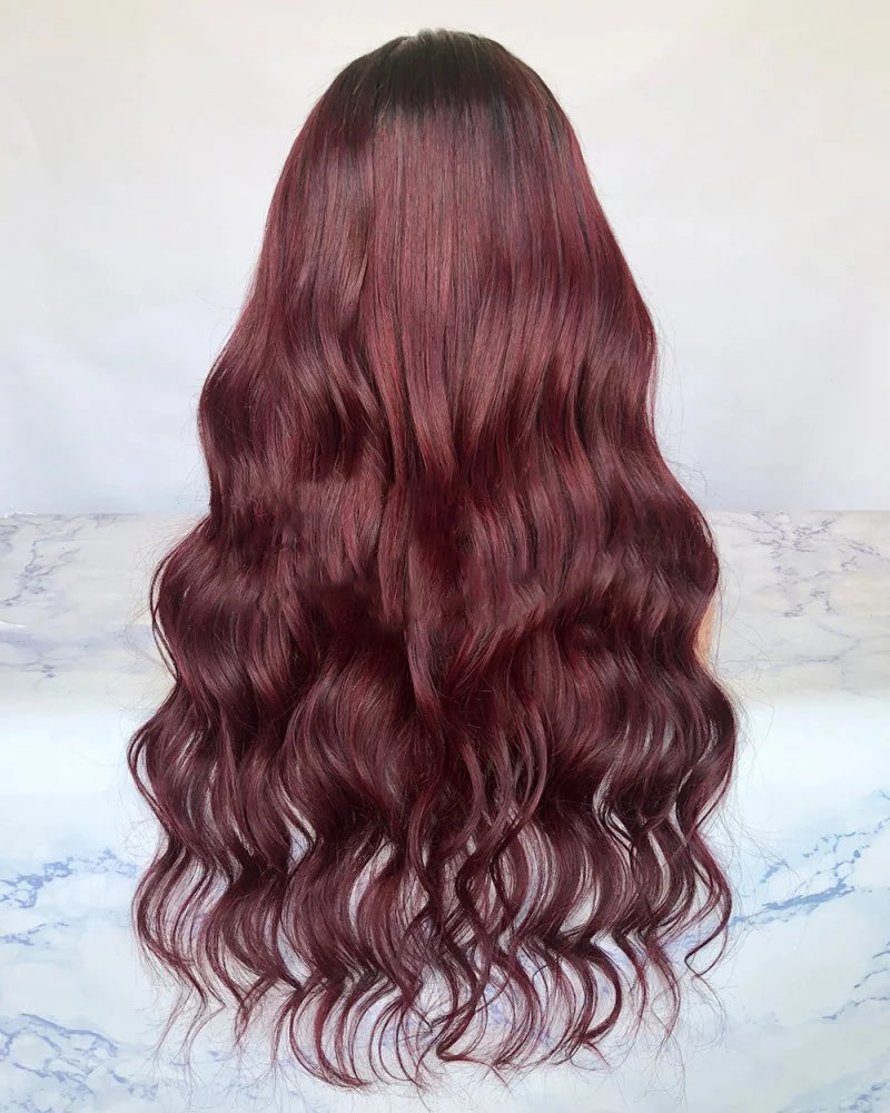 Burgundy Lace Front Echthaarperücke