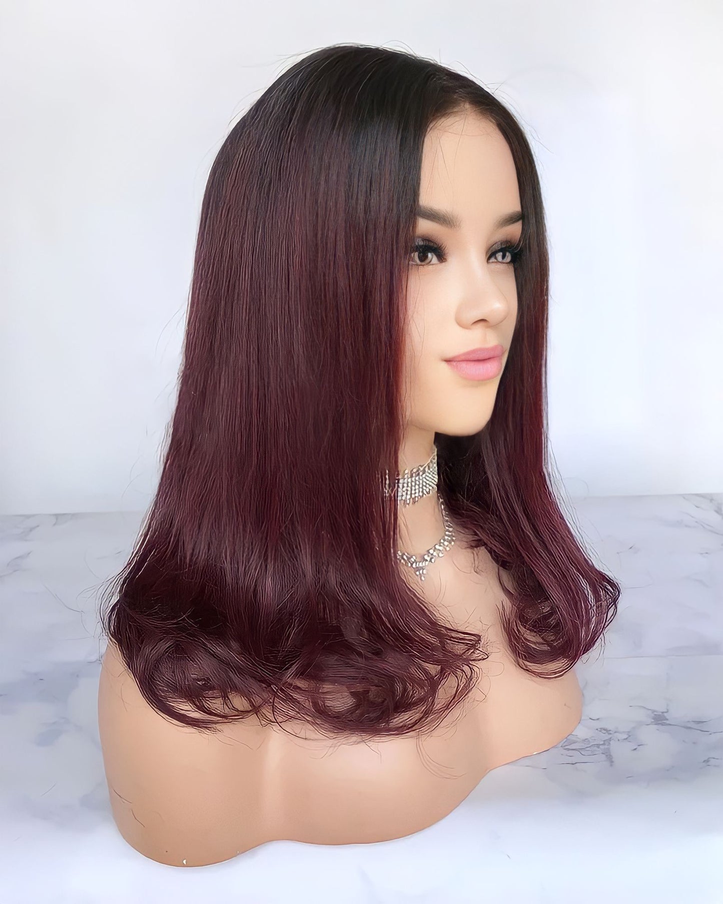 Burgundy Lace Front Echthaarperücke